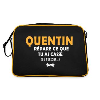 Quentin réparation T shirt drole quentin - Sac Retro - noir/or - Dos