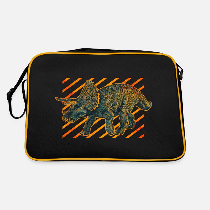 Triceratops Dinosaurier - Retro Tasche - Schwarz/Gold