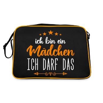 Baby Mädchen Ich darf das, ich bin ein Mädchen - Retro Tasche - Schwarz/Gold - Hinten