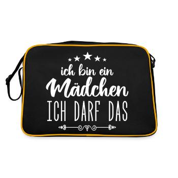 Baby Mädchen Ich darf das, ich bin ein Mädchen !! - Retro Tasche - Schwarz/Gold - Hinten