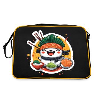 Happy Sushi Samurai - Mignon amateur de sushis kawaii - Sac Retro - noir/or - Dos