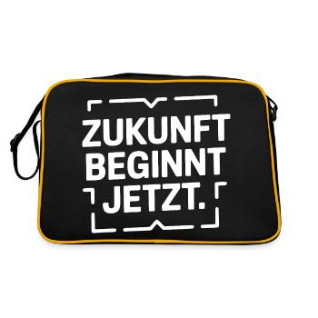 Motivation: Zukunft beginnt jetzt - Retro Tasche - Schwarz/Gold - Hinten