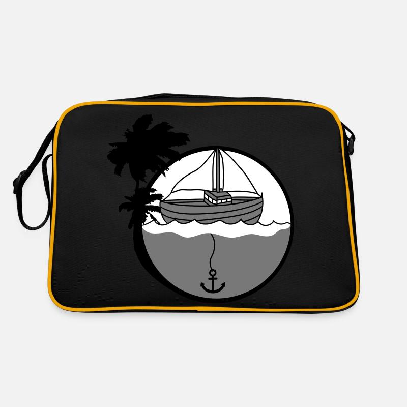 île vacances palmiers ancrés ancre jeter parc b - Sac Retro - noir/or