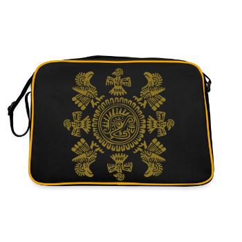 mexikanische zeichen / ethno - Retro Tasche - Schwarz/Gold - Hinten