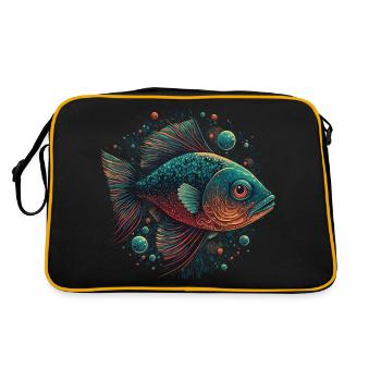 Fisch Liebe - Retro Tasche - Schwarz/Gold - Hinten