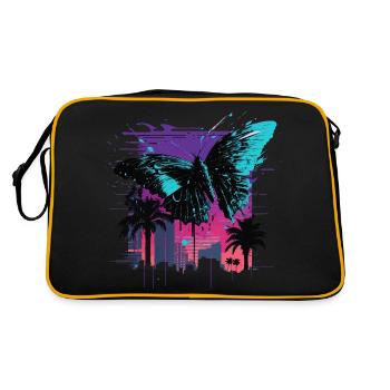 Buttterfly dans la ville Vaporwave - Sac Retro - noir/or - Dos