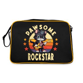 Cat Animal Guitare électrique Guitariste Pawsome Rock Star - Sac Retro - noir/or - Dos