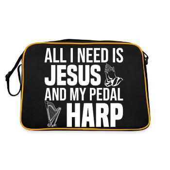 Harfe - Retro Tasche - Schwarz/Gold - Hinten