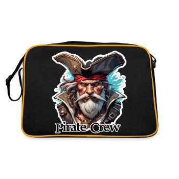 Pirat / Ahoi / Anker / Kapitän / Totenkopf / Rum - Retro Tasche - Schwarz/Gold - Hinten