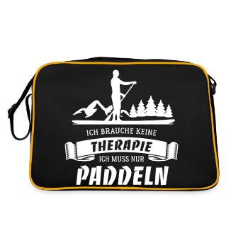 SUP Ich brauche keine Therapie - nur Paddeln - Retro Tasche - Schwarz/Gold - Hinten