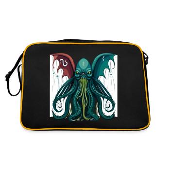 Cthulhu Lord and Savior Monster Horror T-Shirt - Retro Tasche - Schwarz/Gold - Hinten
