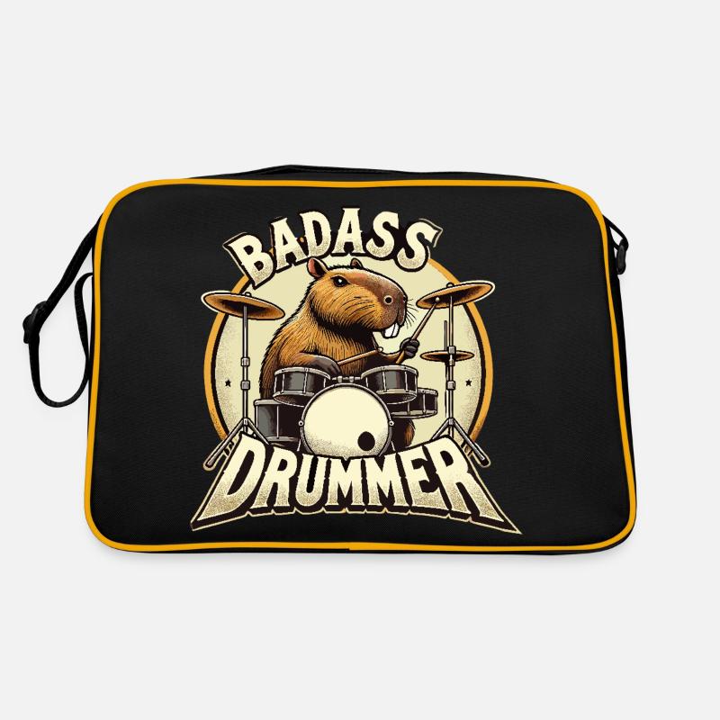Badass Drummer Capybarun cadeau cool Sac Retro