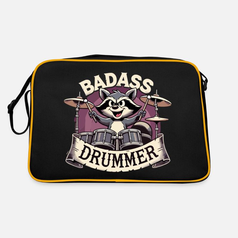 Badass Drummer Raton laveur Cadeau cool Sac Retro