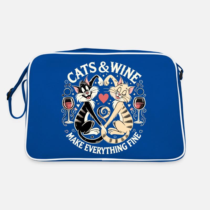 Cats and wine make everything fine funny gift Retro Bag