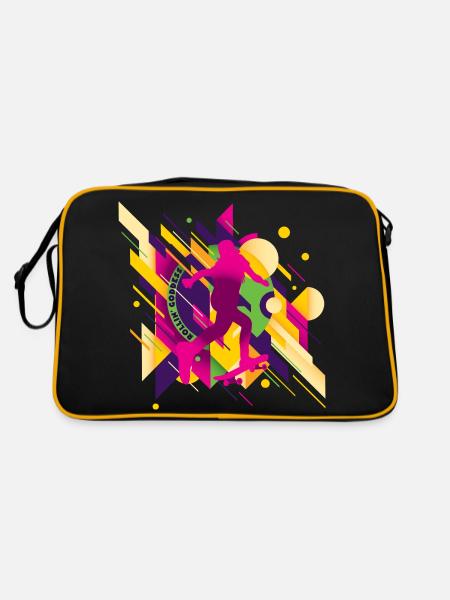 Abstrakt auf Skate – Frauenpower 💥 - Retro Tasche - Schwarz/Gold - Hinten