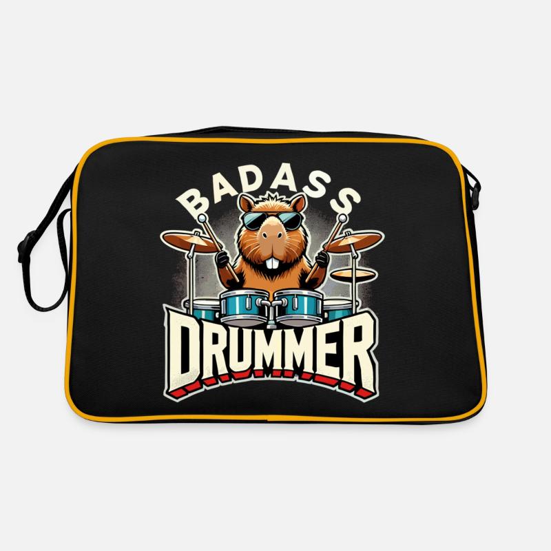 Badass Drummer Capybarun cadeau cool Sac Retro