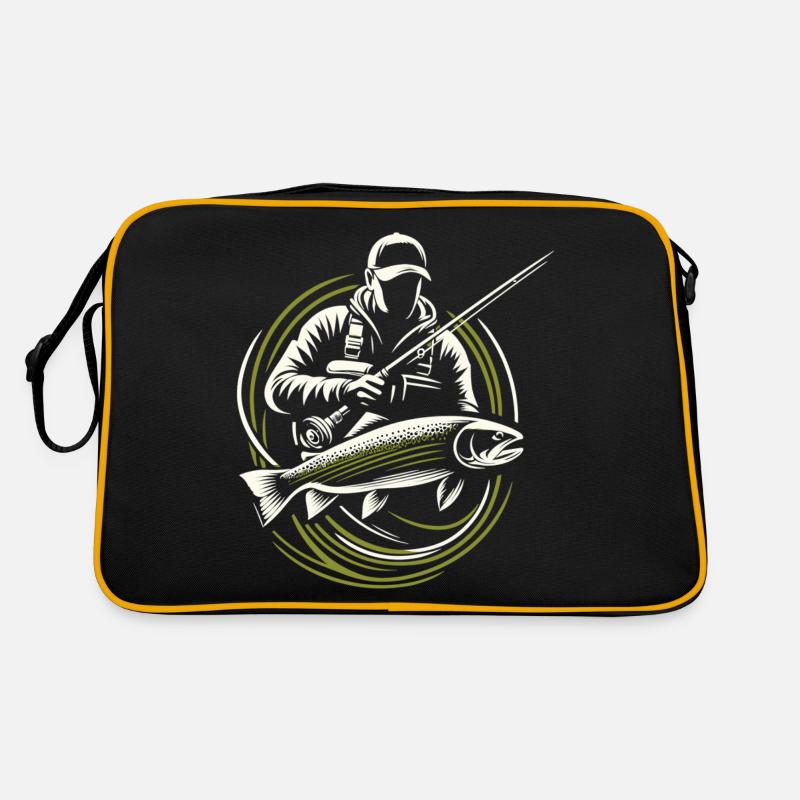 Angeln Angler Forelle Riesenfisch Geschenk Retro Tasche