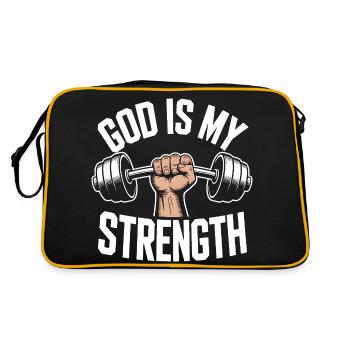 Gott ist meine Stärke! Gläubiger Christ Jesus - Retro Tasche - Schwarz/Gold - Hinten