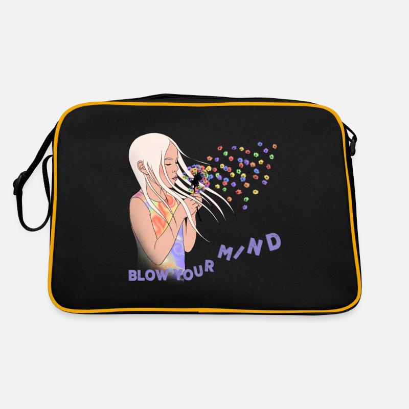 Mädchen mit Löwenzahn Retro Tasche