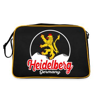 Heidelberg Löwe Deutschland - Dunkel Vintage - Retro Tasche - Schwarz/Gold - Hinten