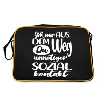 Geh mir aus dem Weg du unnötiger Sozialkontakt - Retro Tasche - Schwarz/Gold - Hinten