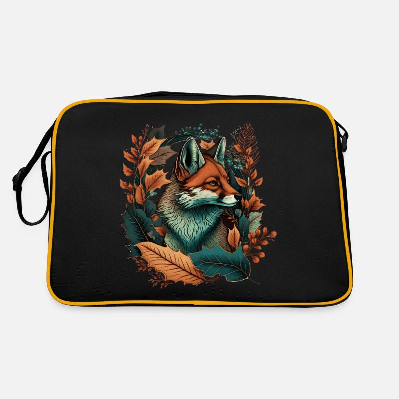 Fuchs Tattoo V2 Geschenk - Retro Tasche - Schwarz/Gold