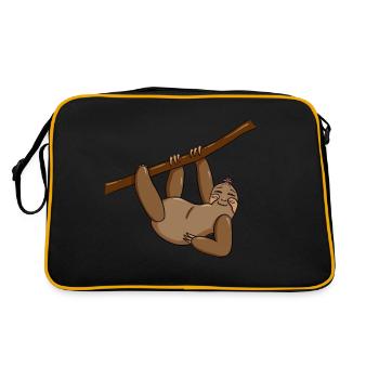 little sloth with bow - join me being lazy - Retro Bag - black/gold - Back