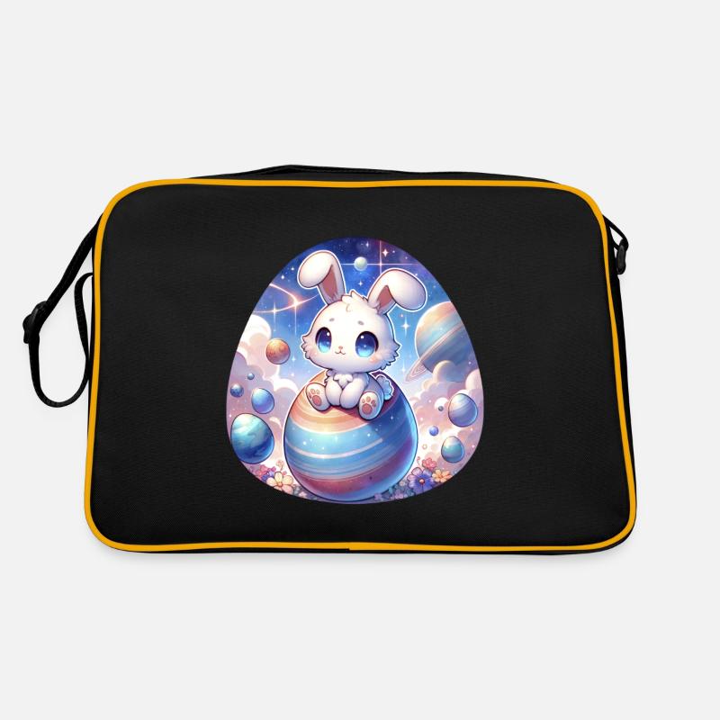 Chibi Bunny dans l’espace avec des œufs de Pâques Sac Retro