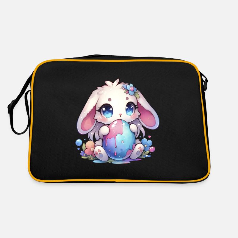 Lovely Chibi Bunny With Flowers Retro Bag