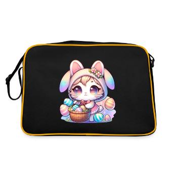 Un chaton avec une tenue de lapin livrant des œufs de Pâques - Sac Retro - noir/or - Dos