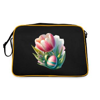 Tulipe colorée de printemps avec œuf de Pâques - Sac Retro - noir/or - Dos