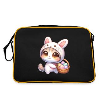 Chat dans une tenue de lapin avec panier de Pâques - Sac Retro - noir/or - Dos