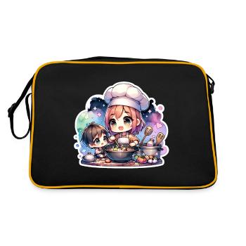 Master Chef Mom Teaching Her Kid to Cook - Retro Bag - black/gold - Back