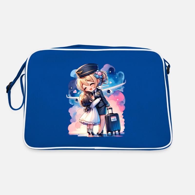 Flight Attendant Mother With Her Daughter Retro Bag
