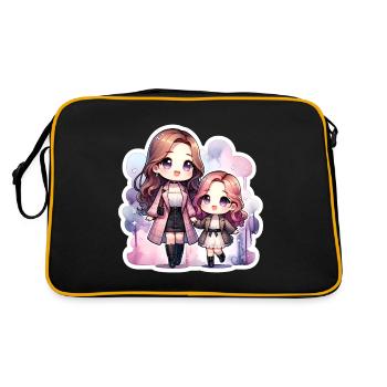 Mutter und Tochter mit passenden Outfits - Retro Tasche - Schwarz/Gold - Hinten