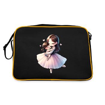 Ballerina-Mutter umarmt ihre Tochter - Retro Tasche - Schwarz/Gold - Hinten