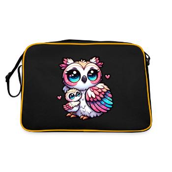 Fière mère hibou avec son bébé - Sac Retro - noir/or - Dos