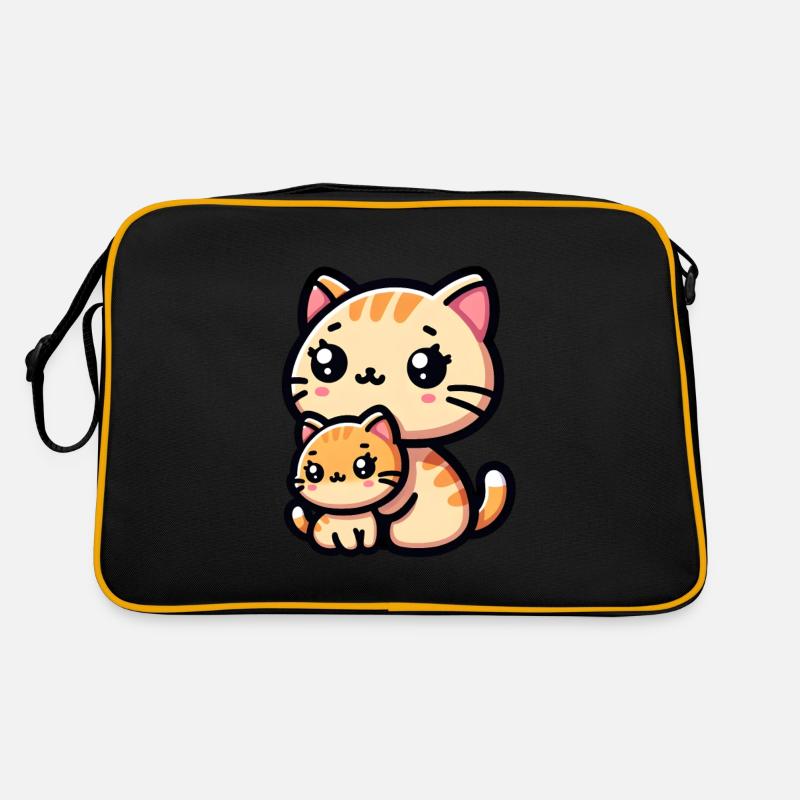 Stolze Katzenmutter mit ihrem Kätzchen zum Muttertag Retro Tasche
