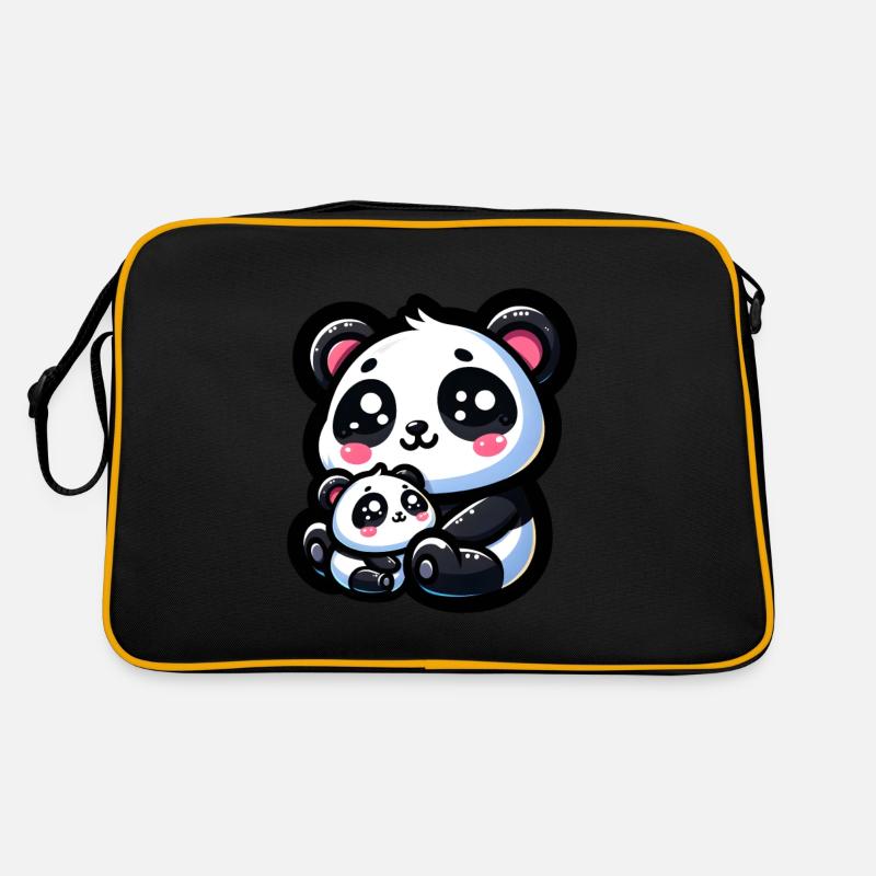 Stolze Pandamutter mit ihrem Jungen zum Muttertag Retro Tasche