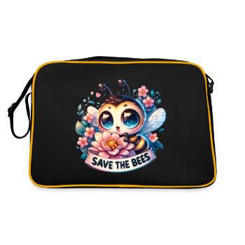 Rettet die Bienen Niedliche Biene sammelt Pollen Tag der Erde - Retro Tasche - Schwarz/Gold - Hinten