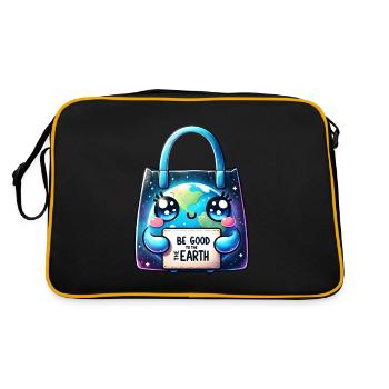 Be Good To The Earth Reusable Tote Bag Earth Day - Retro Bag - black/gold - Back