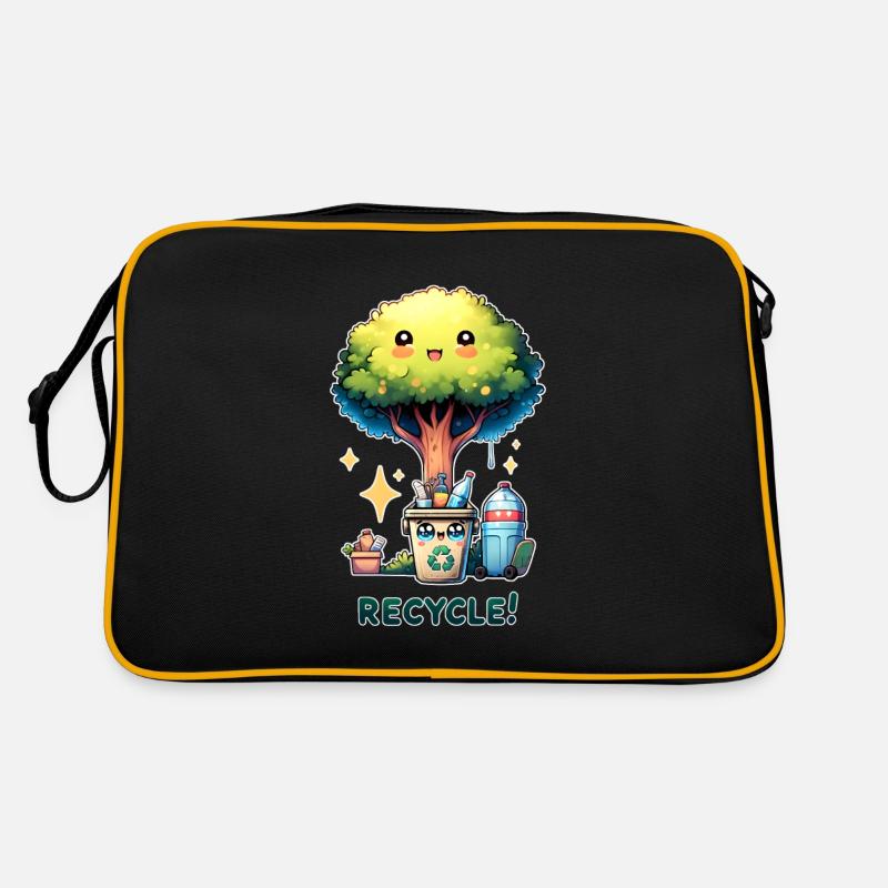 Recycler Chibi Arbre mignon avec corbeille Jour de la Terre Sac Retro