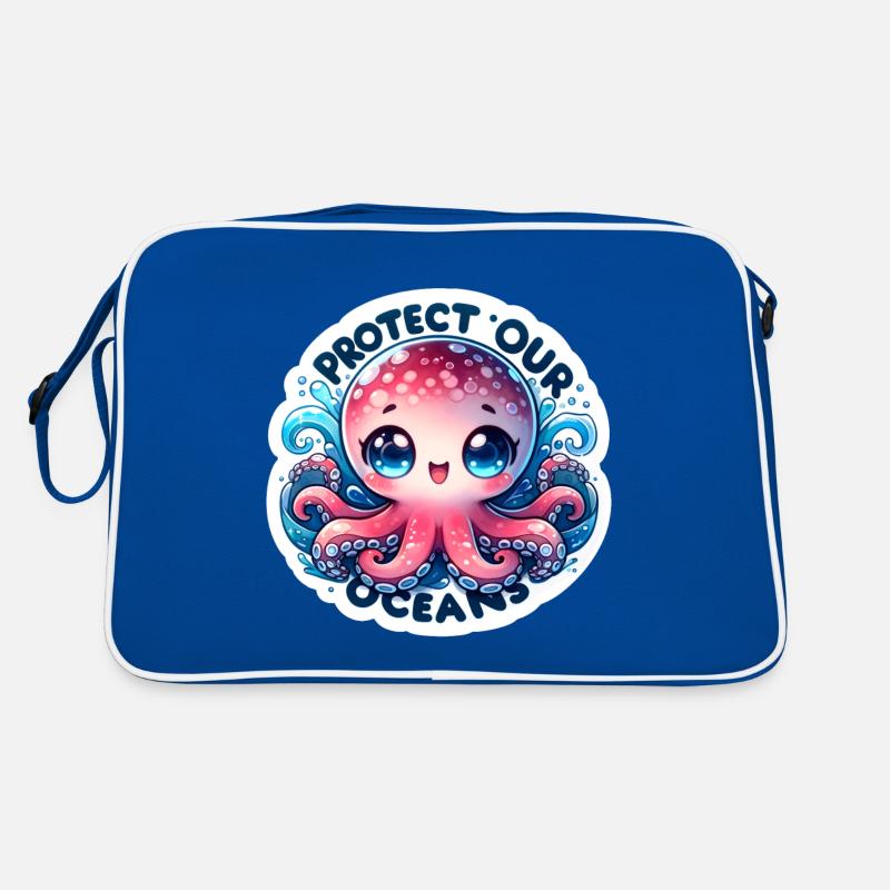 Protect Our Oceans Chibi Cute Octopus Earth Day Retro Bag