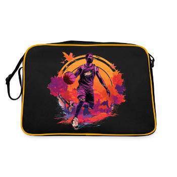 Basketball player against the background of the setting sun, in autumn - Retro Bag - black/gold - Back