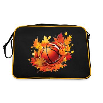 Basketball, maple and oak leaves in autumn - Retro Bag - black/gold - Back