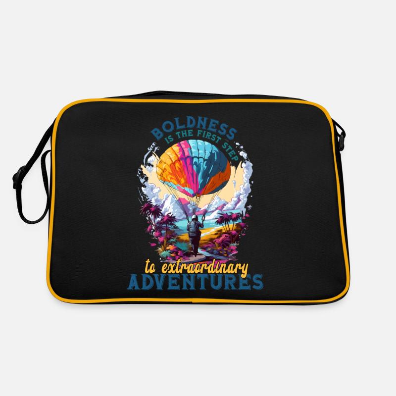 Militär-Gleitschirm über einer exotischen Landschaft Retro Tasche