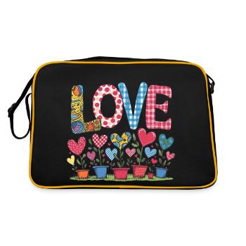 LOVE - Fleurs de coeur - Sac Retro - noir/or - Dos
