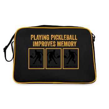 playing pickleball improves memory - Retro Bag - black/gold - Back