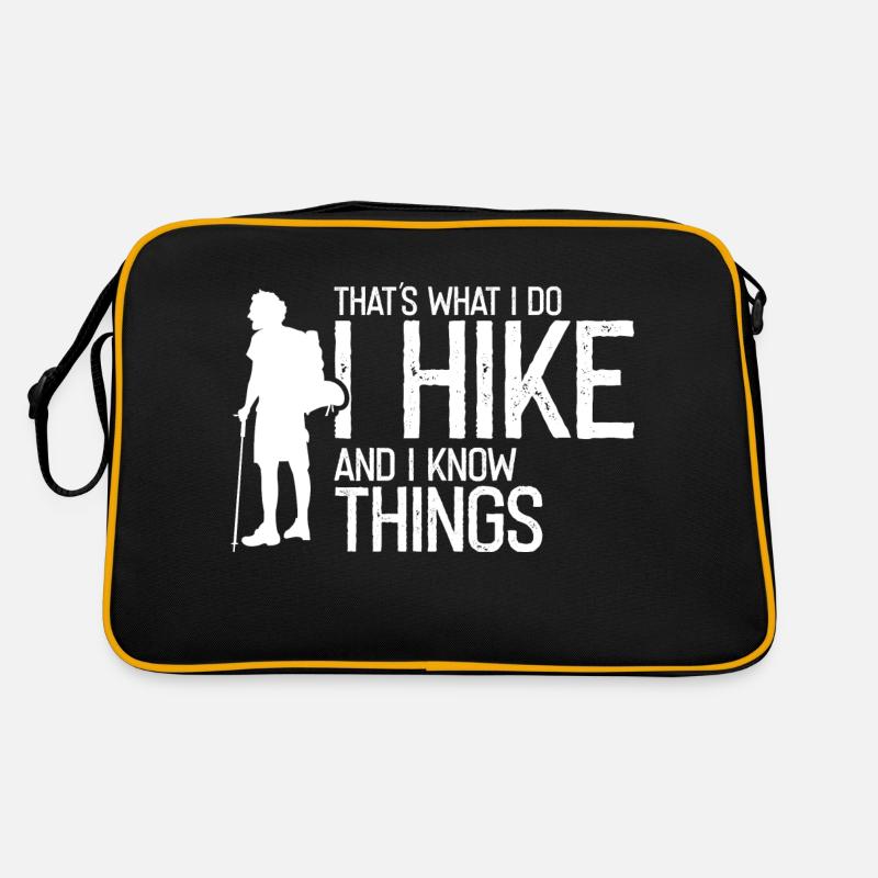 That's What I Do I Hike & I Know Things Awesome - Retro Tasche - Schwarz/Gold