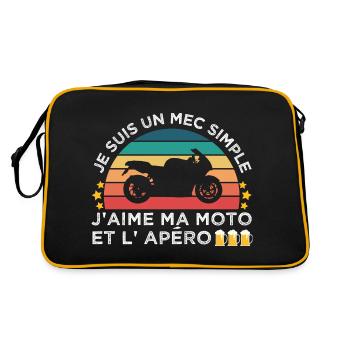 J'aime ma moto et l' apéro humour motard cadeau - Sac Retro - noir/or - Dos